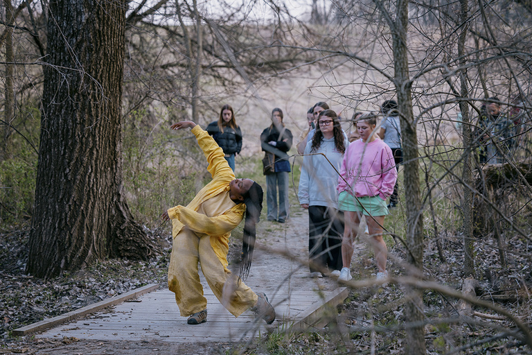 Sophia McLaughlin's (MFA '25) thesis performance in Hickory Hill Park